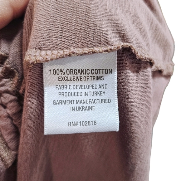 Garnet Hill Organic Cotton Cinched 3/4 Sleeve Rose Color Tee Boat Neck Top M - Picture 9 of 10